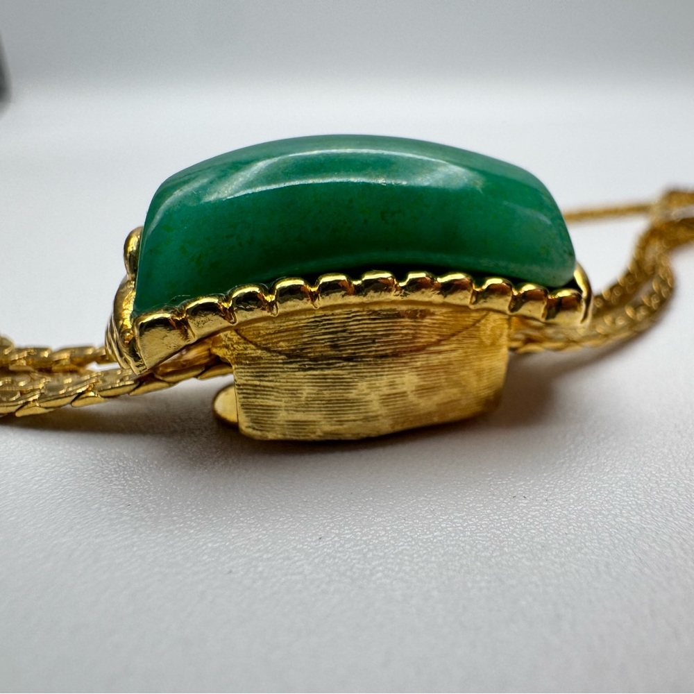 Vintage Green Glass Gold Plated Slide - Picture 10 of 14